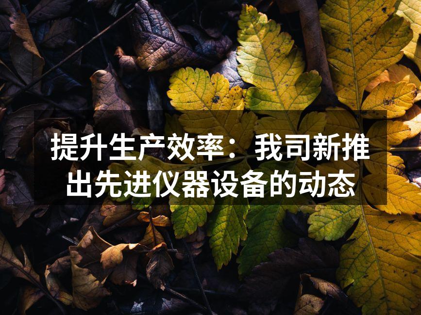 提升生产效率：我司新推出先进仪器设备的动态